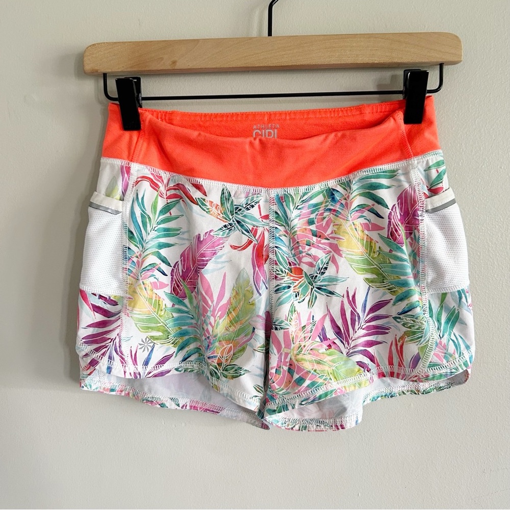Athleta girls • tropical print fitness sports dance shorts large